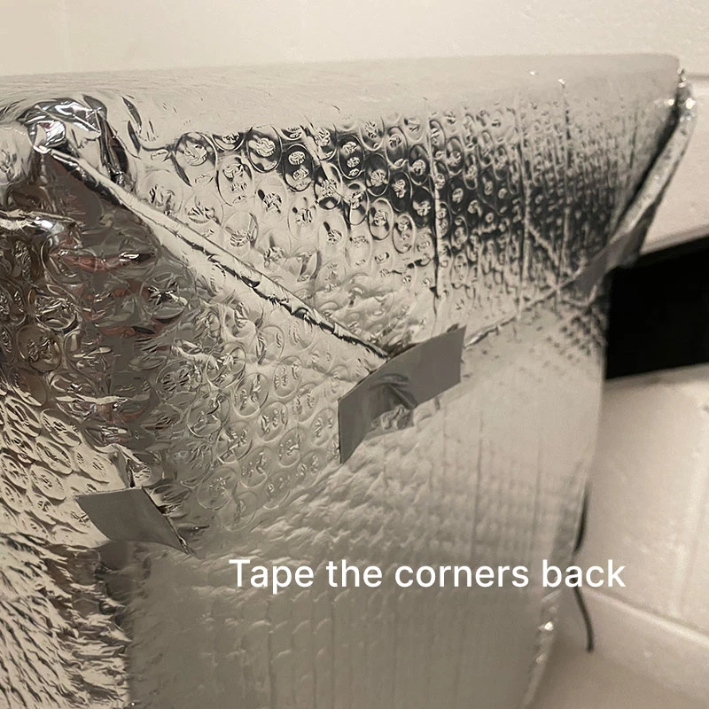 Taped corners of foil insulation on our CyLab to secure it