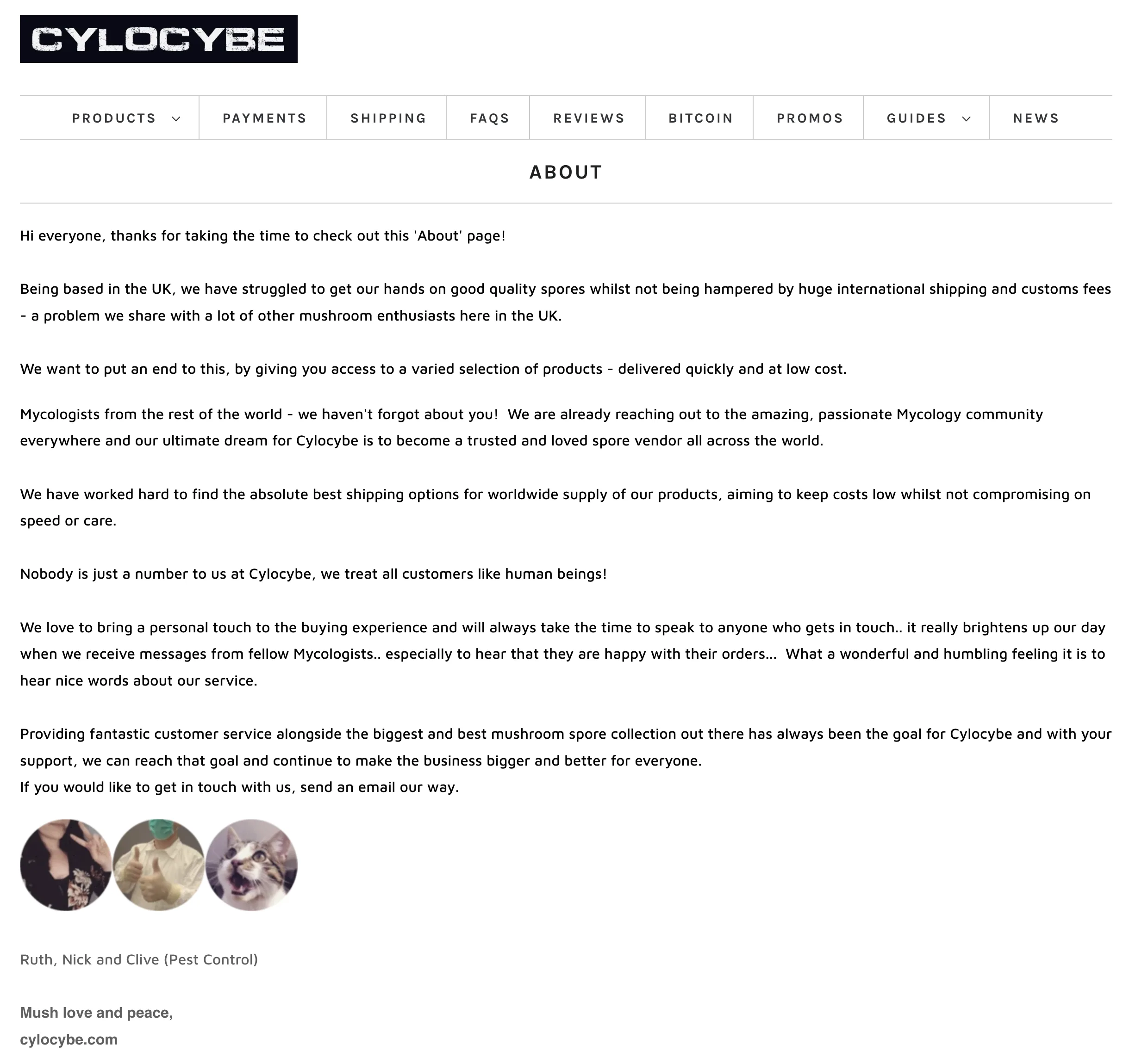 The Cylocybe website as it looked back in 2018