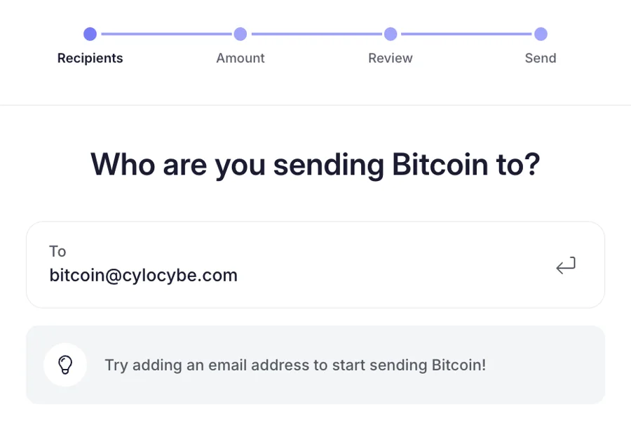 Proton Wallet recipient screen
